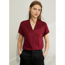  Fall 2020 Chiffon Solid V-neck Blouse