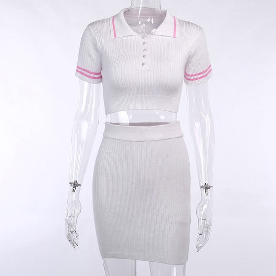 Fall 2020 Short Sleeve Mini Skirt Set