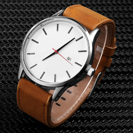 Men's Leather Quartz Watch