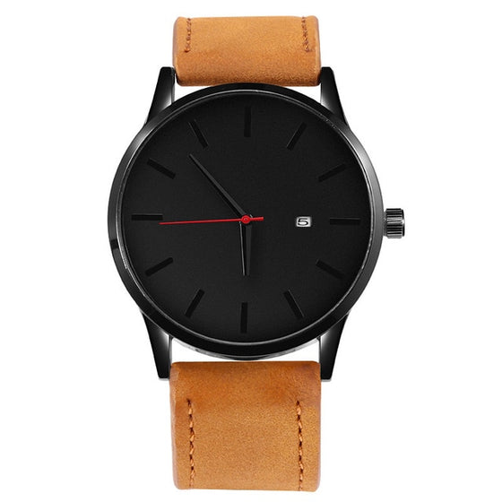 Men's Leather Quartz Watch