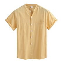  Men's Causal Solid Linen Tops